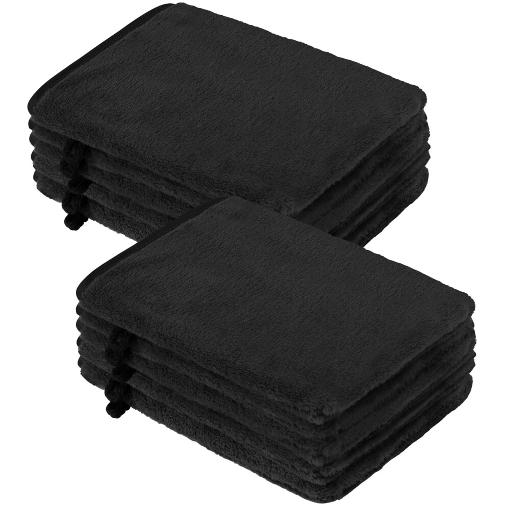 Photos - Bath Sponge PHOGARY 10 Pack Black Microfiber Body Wash Mitts, Flannel Soft Face Mitten, Bath Spa Cloth, Reusable Makeup Remover Mitt Glo