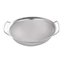 Stainless Steel Fine Mesh Strainer 25cm with Ergonomic Double Handles for Cooking and Baking