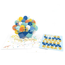 Origamo Pop-Up Birthday Card Blue With Numbers Any Age Handmade Fold-Out Cards