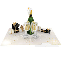 Origamo Pop-Up Greeting Card Celebration Champagne Handmade Fold-Out 3D Cards