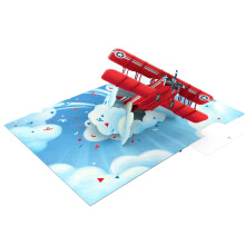 Origamo Pop-Up Greeting Card Airplane Handmade Fold-Out 3D Any Occasion Cards