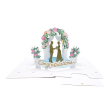 Origamo Pop-Up Wedding Card Congratulations Arch Handmade Fold-Out 3D Cards