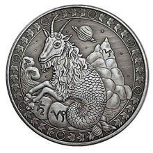 Zodiac Capricorn Coin with Vivid Design, Astrology Birthday Gift Collectible