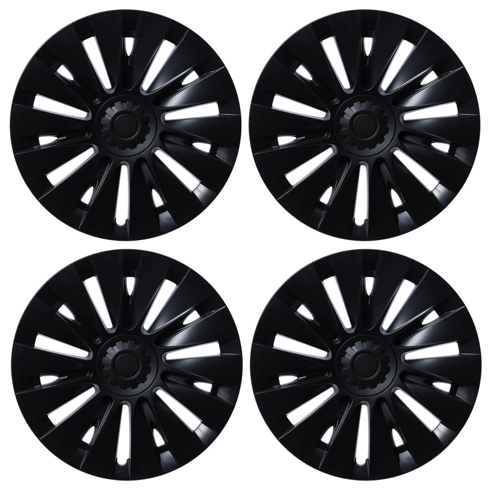 19 Inch Matte Wheel Covers Hubcaps Full Coverage Protection Set 4Pcs For Tesla Model Y Black 9365369566484