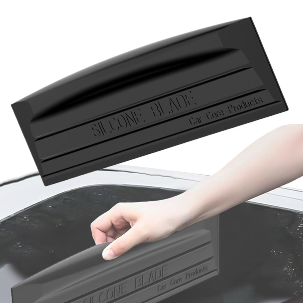 Car Window Squeegee With Streak Silicone Blade, Nonscratch Auto Glass Cleaner, Black 9044945566222