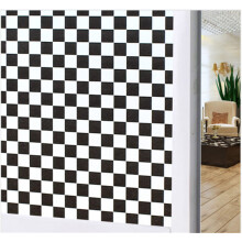 Window Privacy Film SelfAdhesive Frosted Glass Film AntiUV Black and White Plaid 60x200 CM