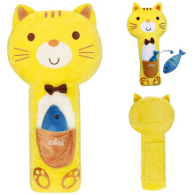 Car Pillow for Kids Cat Shape Seatbelt Pillow With Pocket Toy Fish for Home and Car