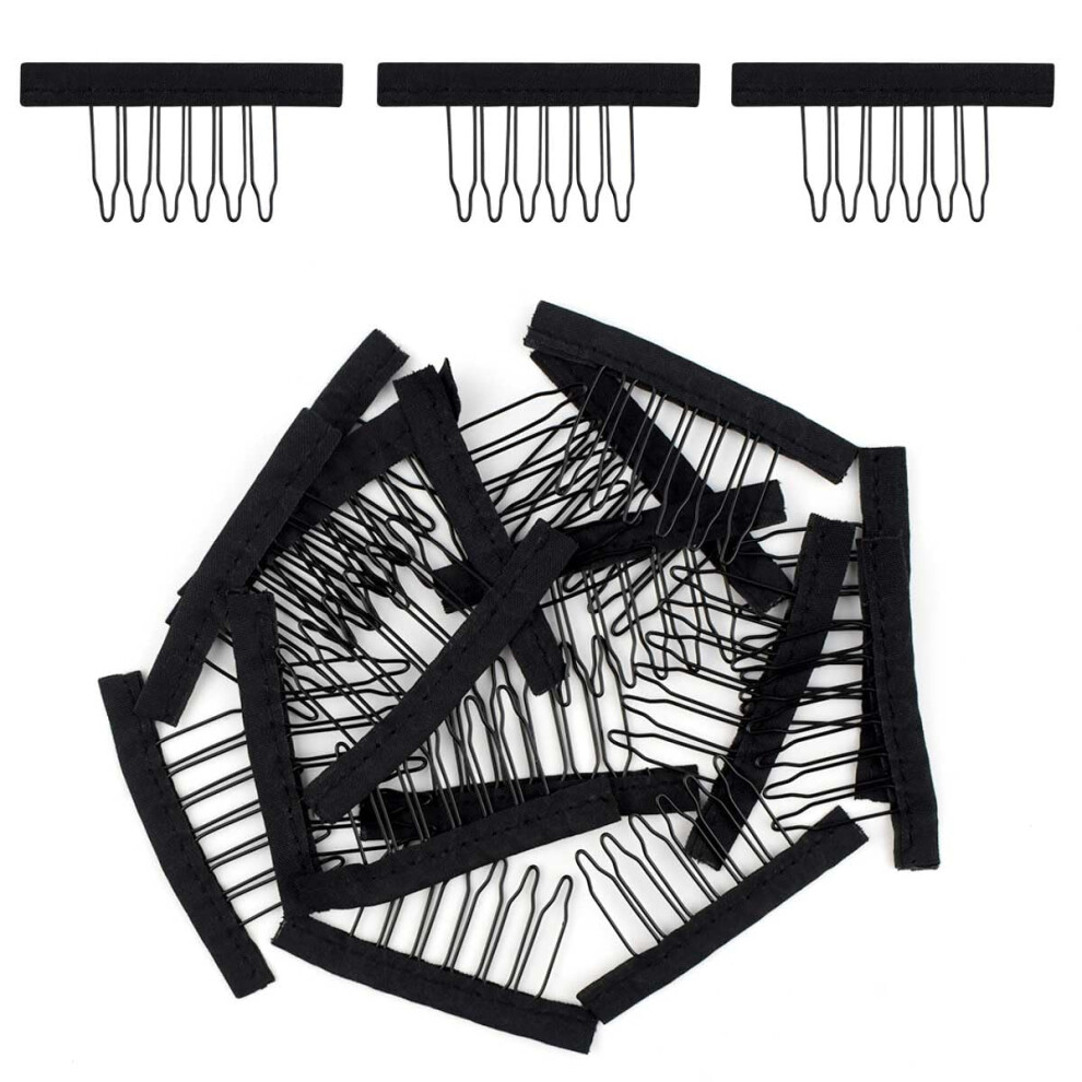 Unisex Black 20 Pcs Wig Combs And Clips Set For Secure Wig Attachment And Hairpiece Making