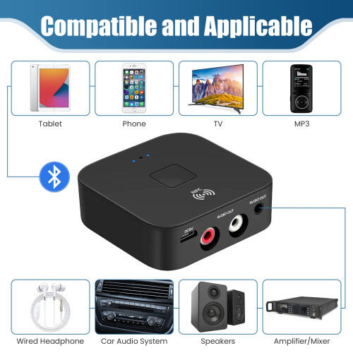 5.0 Bluetooth Audio Receiver Adapter 3.5mm AUX or 1