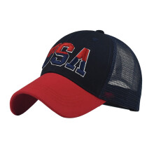 White Cap Unisex Children Baseball Caps Navy Adjustable One Size Flag Embroidery Grid Pattern AllSeason