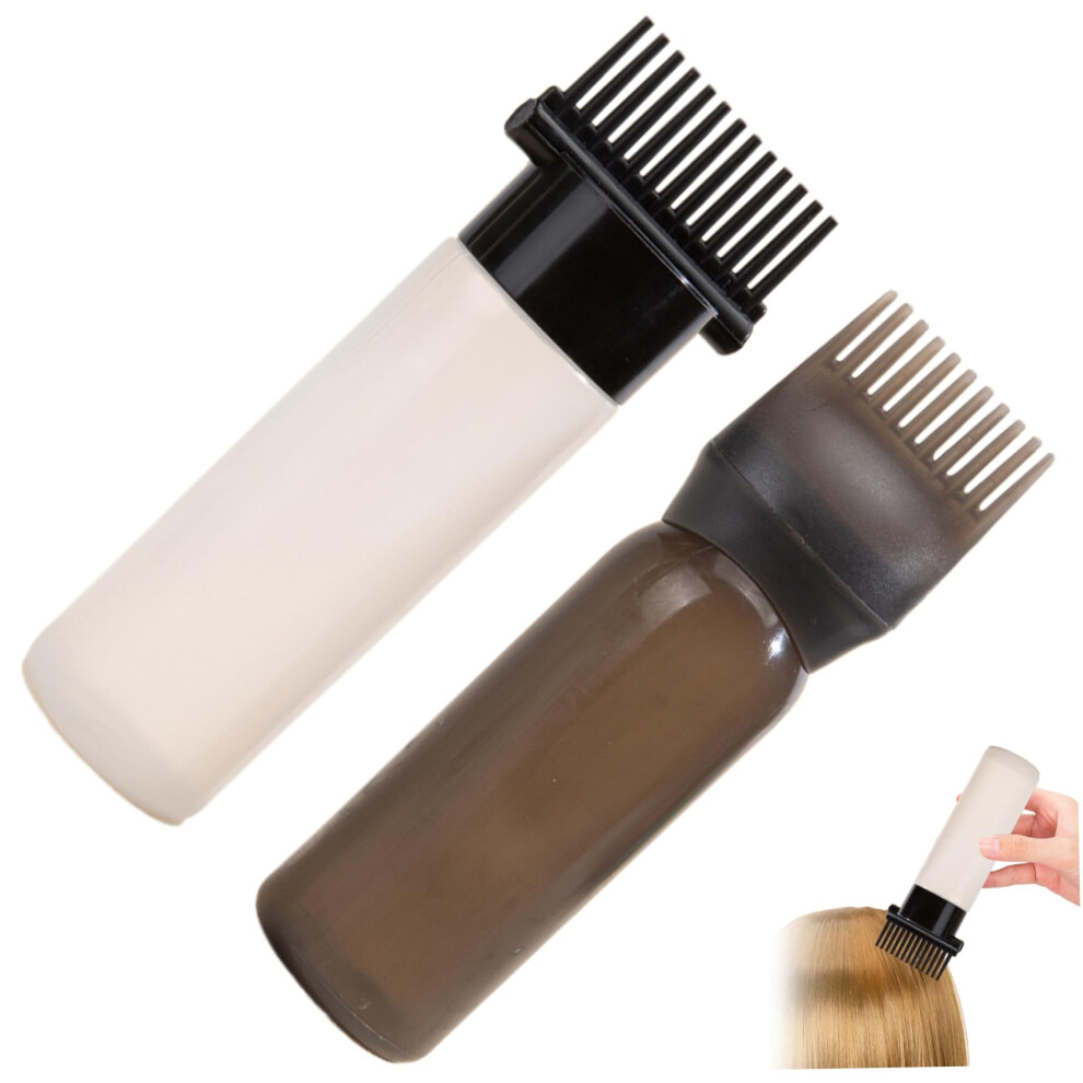 Hair Oil Applicator Bottle with Brush Tip, 2PCS Root Comb Set, 6 and 4oz Refillable with Scale