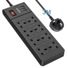 8 Way Extension Lead 3M, Multiple Plug Power Strip