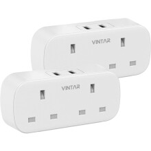 VINTAR Double Plug Adaptor with 2 USB, 2 Way Plugs