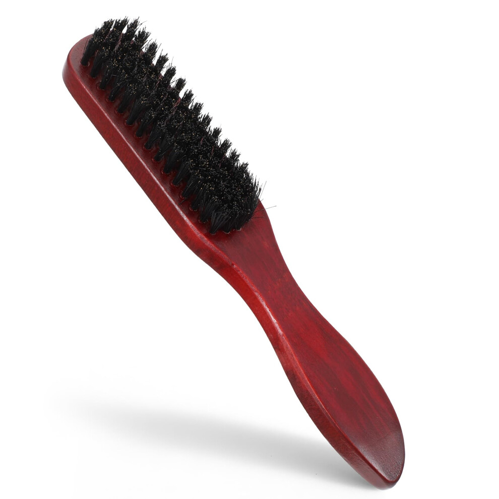 Slick Back Hair Brush with Boar Bristles, Ergonomic Leaf Grip for Ponytail, Men's Styles and Beard
