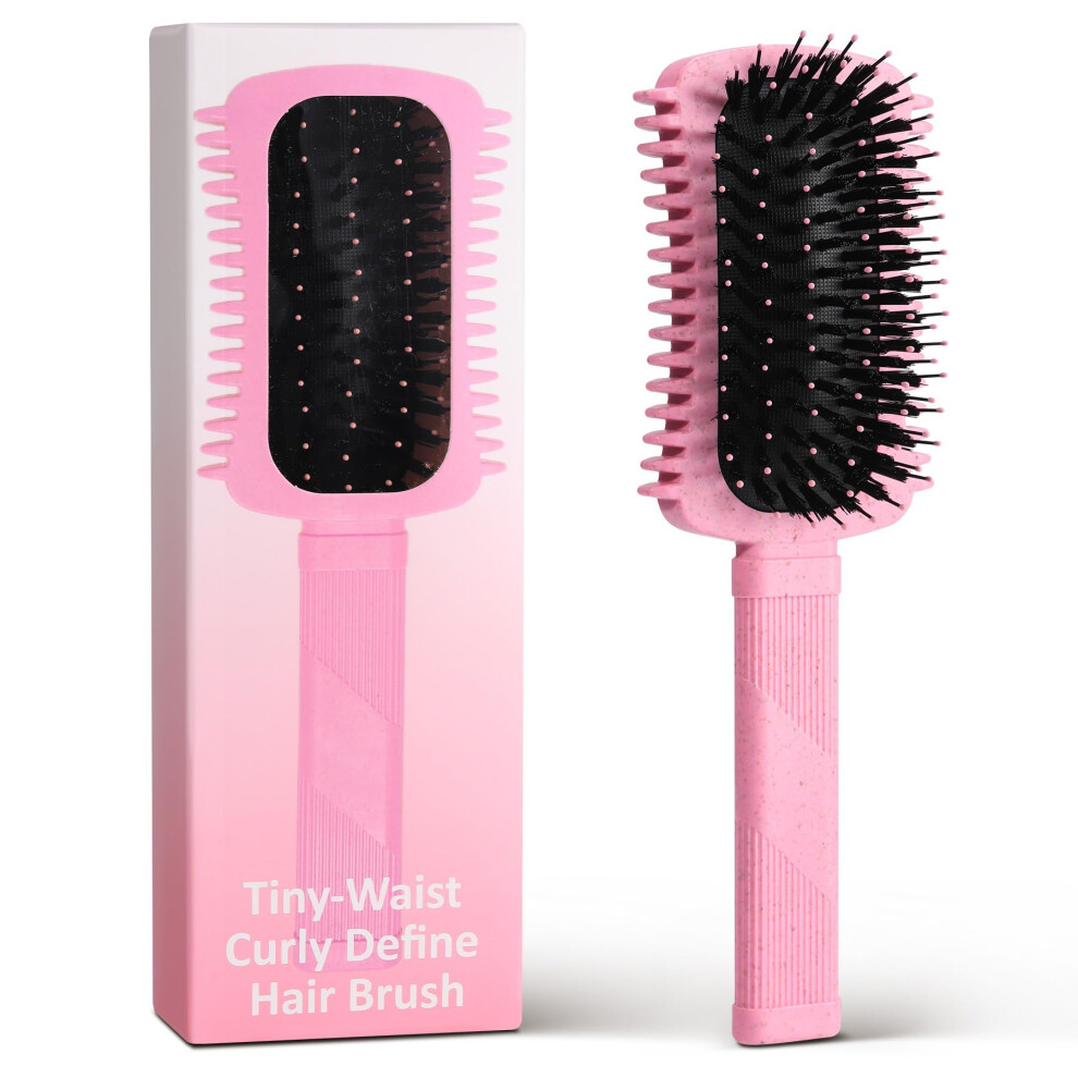 Pink Curl Defining Brush For Curly Hair With Frizz Reduction And Ergonomic Grip, Styling Tool