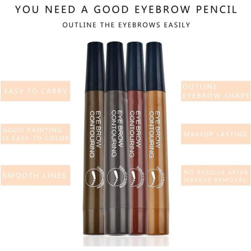 (#01 Light Brown) 4 Tipped Precise Brow Pen, 4 Point Eyebrow Pencil Waterproof Liquid Eyebrow Pen Makeup With a Micro-Fork Tip Applicator 1