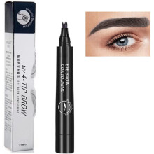 (#05 Black) 4 Tipped Precise Brow Pen, 4 Point Eyebrow Pencil Waterproof Liquid Eyebrow Pen Makeup With a Micro-Fork Tip Applicator