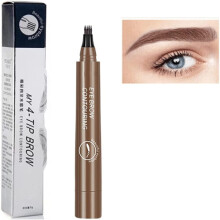 (#02 Dark Brown) 4 Tipped Precise Brow Pen, 4 Point Eyebrow Pencil Waterproof Liquid Eyebrow Pen Makeup With a Micro-Fork Tip Applicator