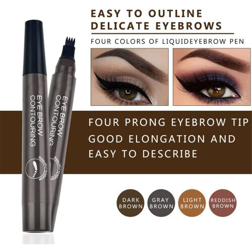 (#01 Light Brown) 4 Tipped Precise Brow Pen, 4 Point Eyebrow Pencil Waterproof Liquid Eyebrow Pen Makeup With a Micro-Fork Tip Applicator 2