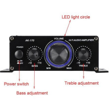 Výkonový zosilňovač AK170 20W + 20W, rozlíšenie 47K, 12V, nízke skreslenie zvuku