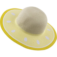 Kids Straw Hat with UPF 50+ Sun Protection, Lightweight Girls Beach Hat with Adjustable Strap, Yellow