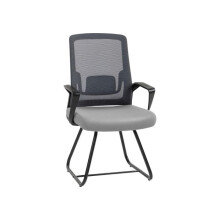 Desk Chair No Wheels, Office Chair with Mesh Back, Lumbar Support, Metal Base for Waiting Room, Conference Room, Dark Grey