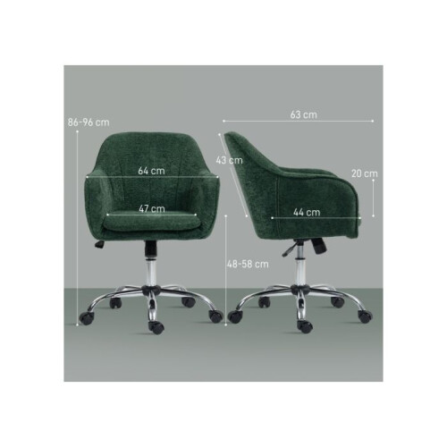 Velvet-Feel Office Chair - Dark Green 2
