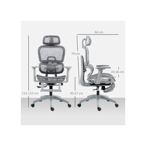 Multi-Adjustable Mesh Office Chair - Grey 2
