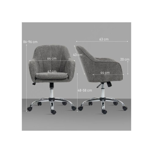Velvet-Feel Office Chair - Grey 2