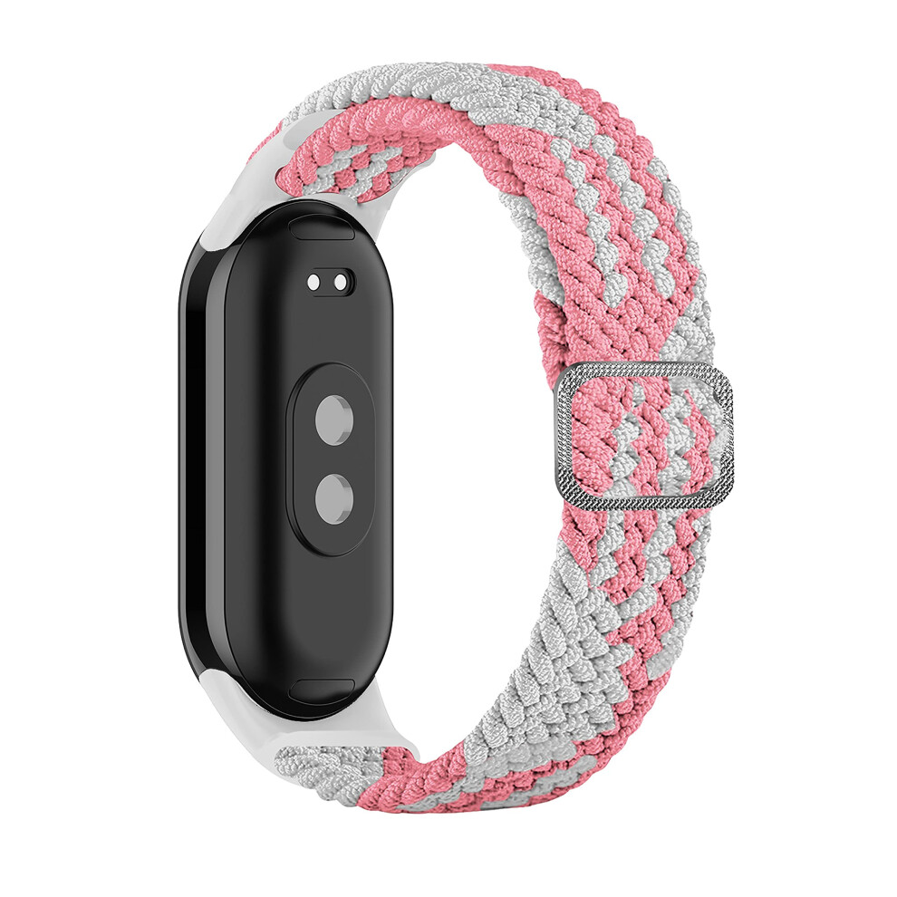 Waterproof Nylon Sport Watch Band Adjustable Replacement Wristband Pink White For Xiaomi Mi Band 8 Pink,White 9164114389220