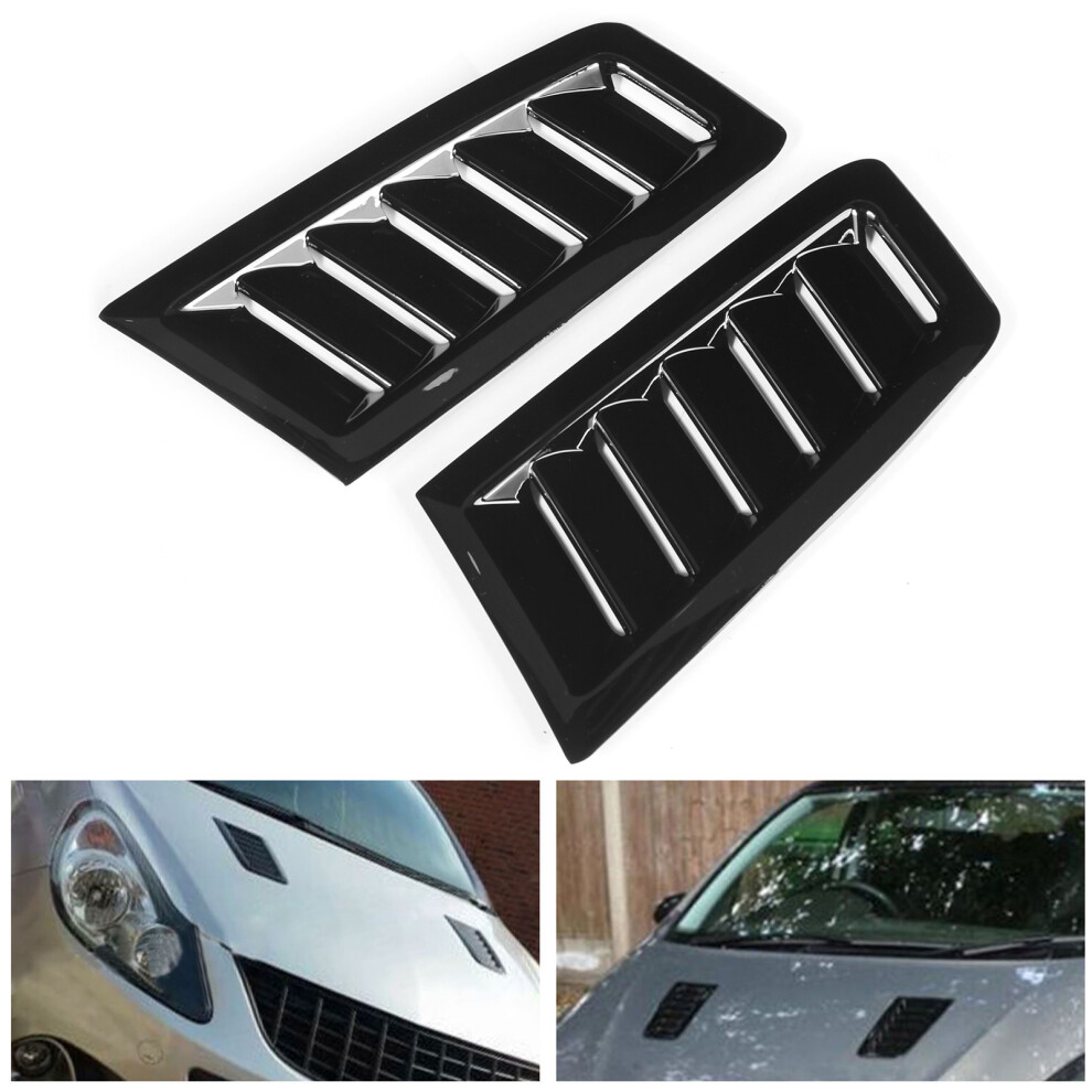Universal Glossy Front Bonnet Vents For Focus Rs Mk2 Style Black 7901382469757