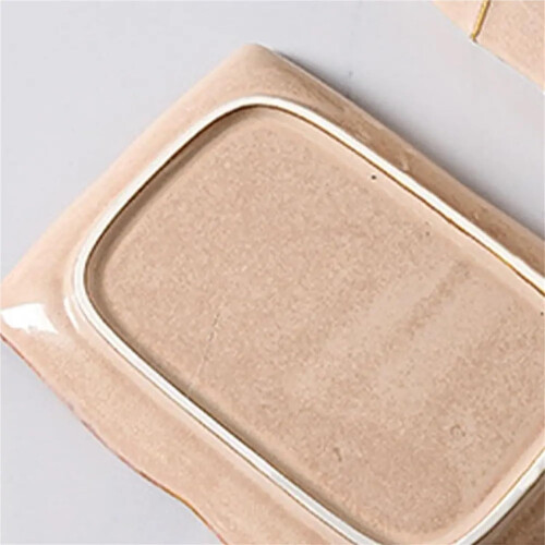 Butter Dish Ceramic with Lid Rectangular Khaki Freshness Lock for Kitchen Butter Storage 1
