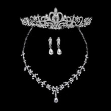 Svadobná súprava šperkov, náhrdelník s kamienkami, náušnice a tiara