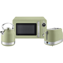 Retro Green Swan Kitchen Set with Kettle Toaster Microwave