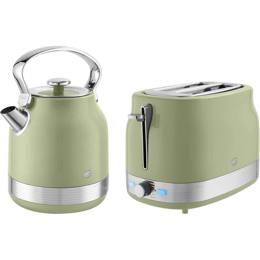 Swan Retro Green Rapid Boil Kettle And 2 Slice Toaster