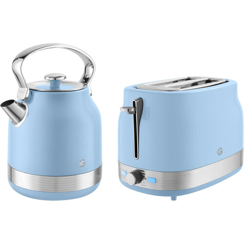 Swan Swan Retro Blue 1.7L Rapid Boil Kettle and Toaster Set