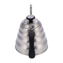 1200ML Stainless Steel Coffee Kettle with Thermometer, Silver & Black