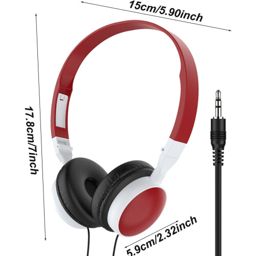 Computer Headset, Wired OverEar, NoiseCanceling, Compatible With PC, Laptop, Mobile Phones, Wine Red 2