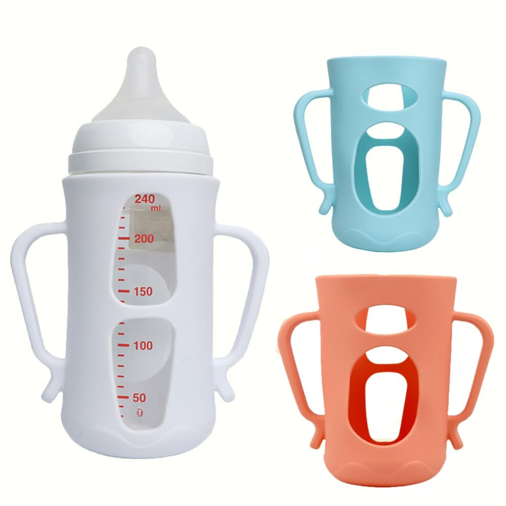 Baby Bottle Silicone Sleeve for Pigeon Glass Bottle 8.1 oz, Ergonomic Grip and ShockAbsorbing Protection, 3pcs