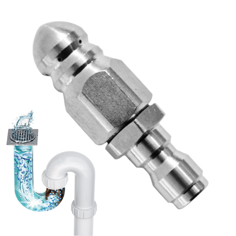 Sewer Jetter Nozzle Stainless Steel 2.2X0.46in Pressure Rotating Drain Cleaner For Plumbing Maintenance 9164114393784