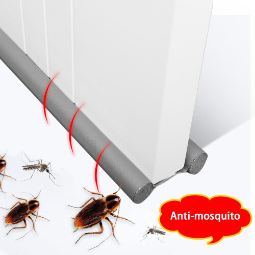 Door Draft Stopper with Noise Reduction, DoubleSided Under Door Seal, Adjustable Grey 2