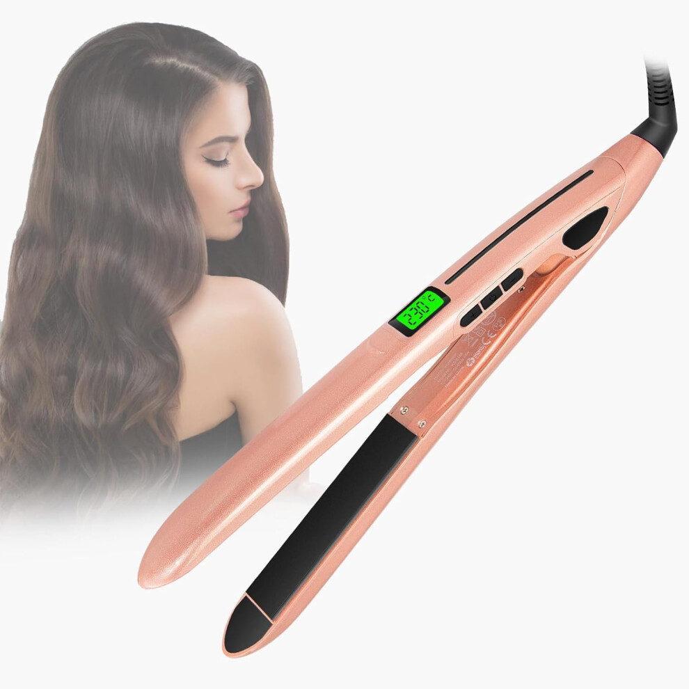 Hair Straightener and Curling Iron with PTC Ceramic Plates, 2in1 Fast Heatup, LED Display, Travel Size