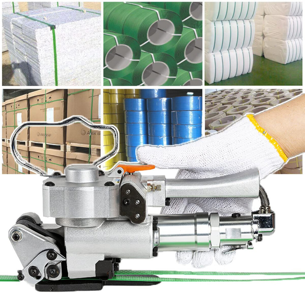 Handheld Pneumatic Strapping Tool For Pp And Pet Straps, 3500N Tension, Adjustable Weld Time 9365369573741