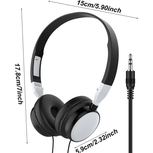 OverEar Wired PC Headphones with Foldable Noise Cancelling Mic for Computer Mobile Tablet White 2