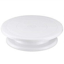 Rotating Cake Turntable 11 Inch Plastic Stand for Icing, Pastry and Cupcake Decorating White
