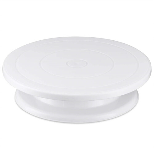 Rotating Cake Turntable 11 Inch Plastic Stand for Icing, Pastry and Cupcake Decorating White