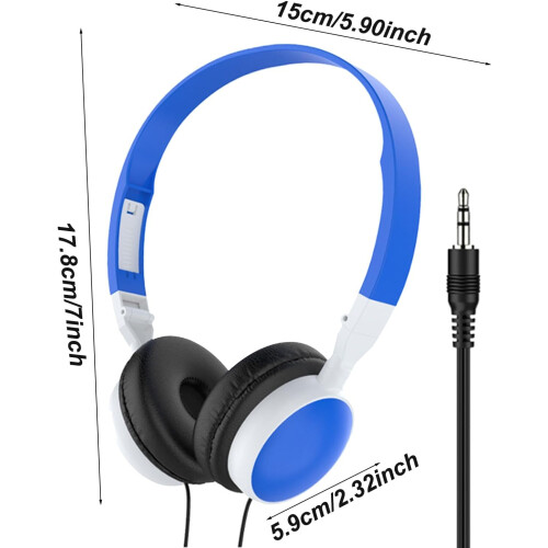 Wired OverEar Computer Headset with Foldable Noise Cancelling Mic for PC Laptop Mobile Tablets Light Blue 2