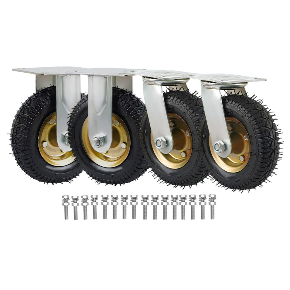 6 Inch Heavy Duty Pneumatic Caster Wheels Set Of 4, Shock Absorbing Rubber Swivel Casters For Carts And Workbench 9164114395818