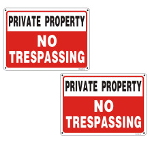 Goodvia Private Property No Trespassing Sign Metal 7 x 10 Inches, 2  Private Property Signs Outdoor No Trespassing Reflective Aluminum Signs, Rust F