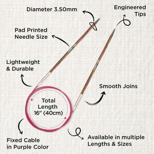 KnitPro Symfonie Fixed Circular Needles 16" (40cm) | 3.50mm 2